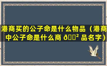 港商买的公子命是什么物品（港商中公子命是什么商 🌲 品名字）